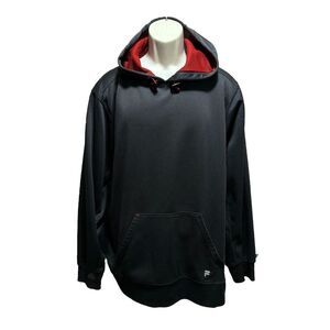 FILA Dark Gray/Red Pullover Hoodie Size XL‎ Kangaroo Pocket Toggle Cord
